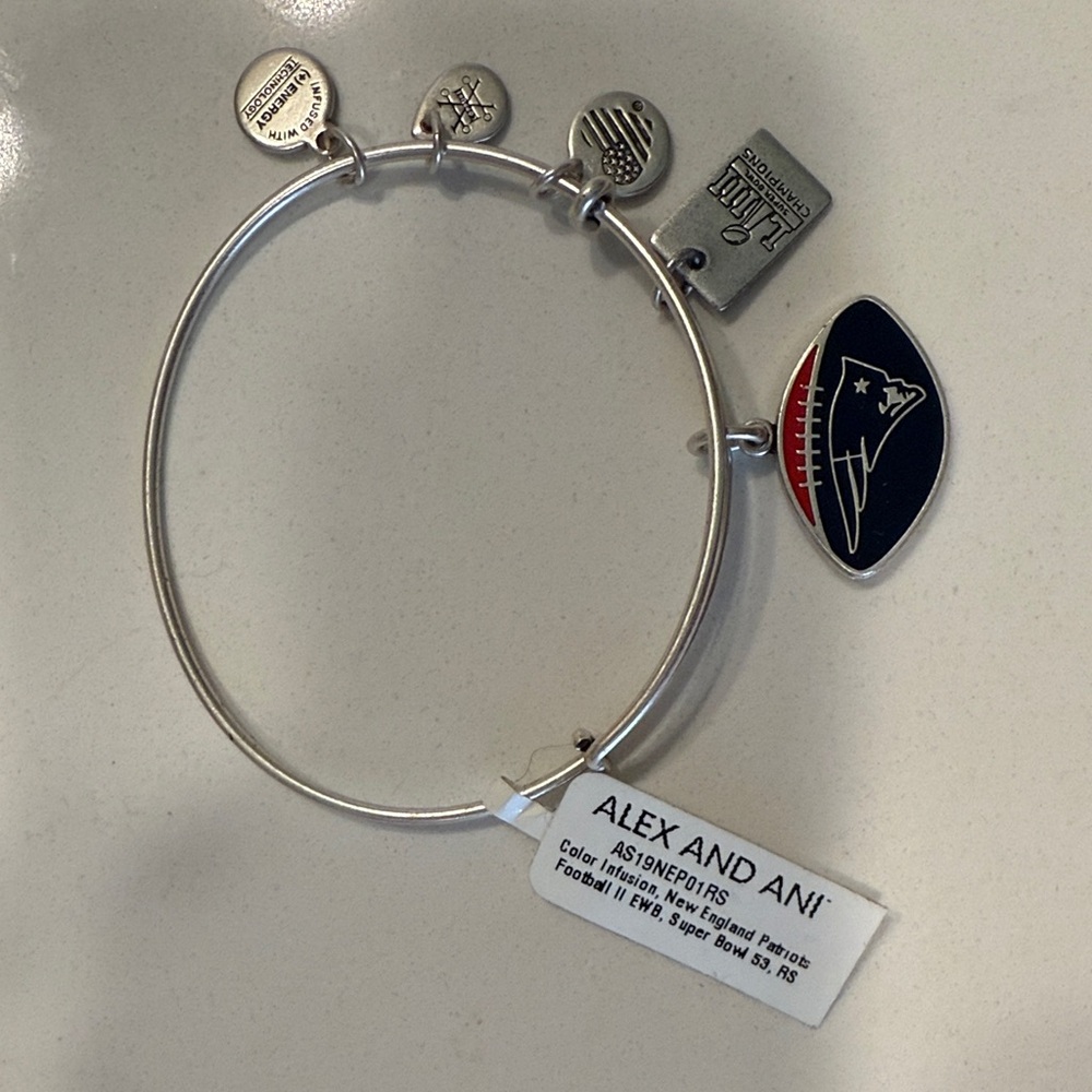 Alex and Ani Silver New England Patriots Charm Bracelet